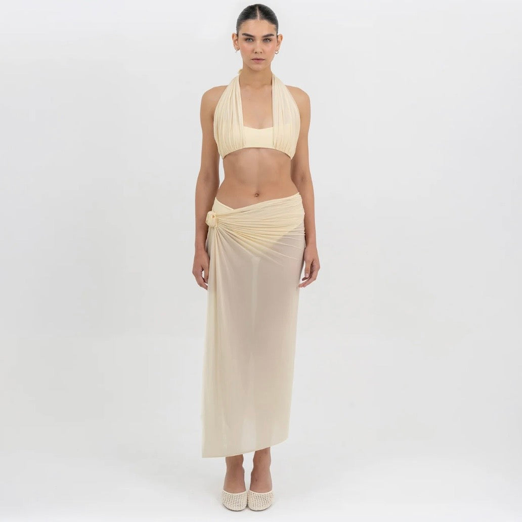 Pollera Skirt in Wood, worn