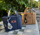Custom hand-painted leather boat tote, a one-of-a-kind bag — Cou