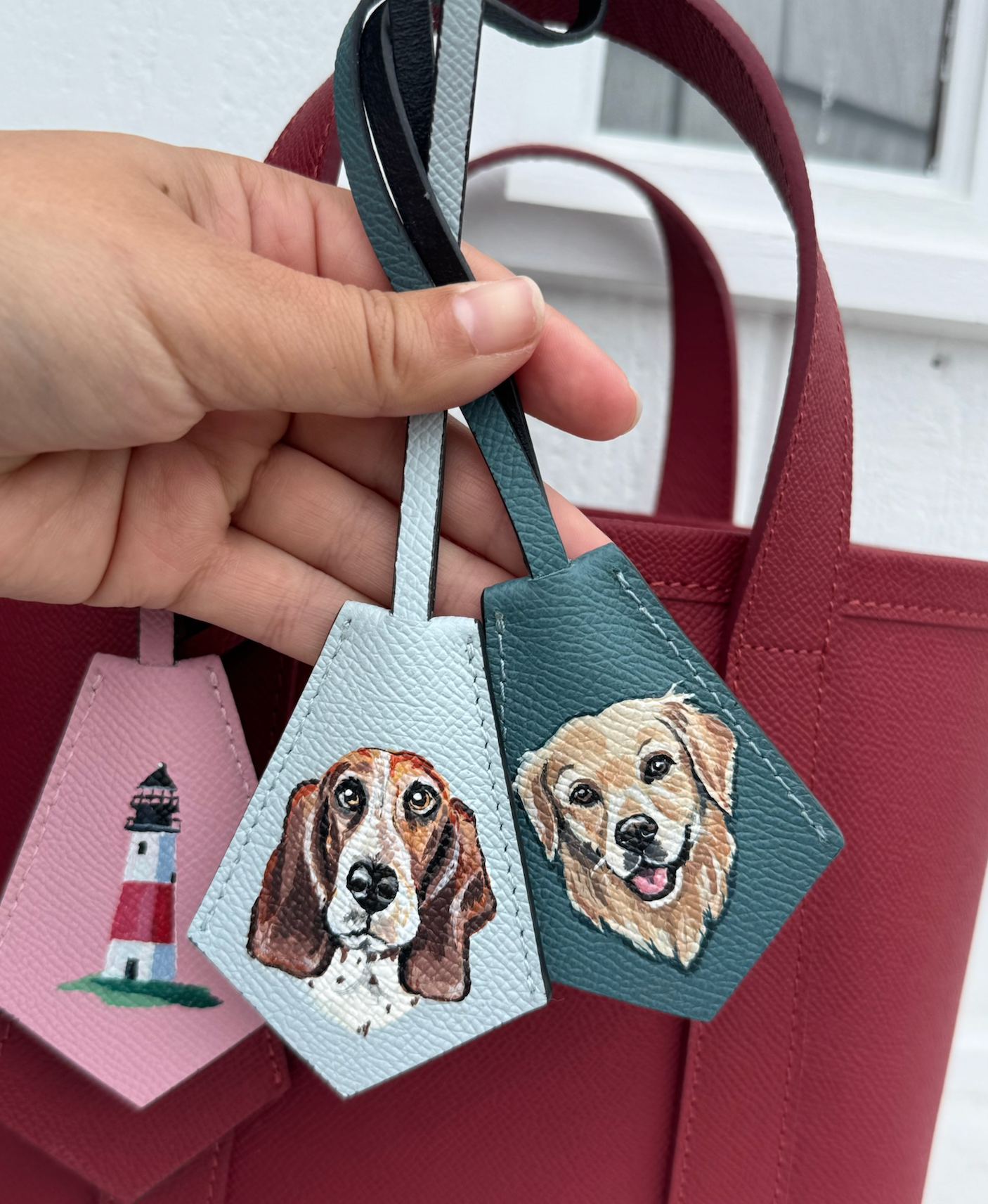 Personalized leather key ring, hand-painted to order — Cou
