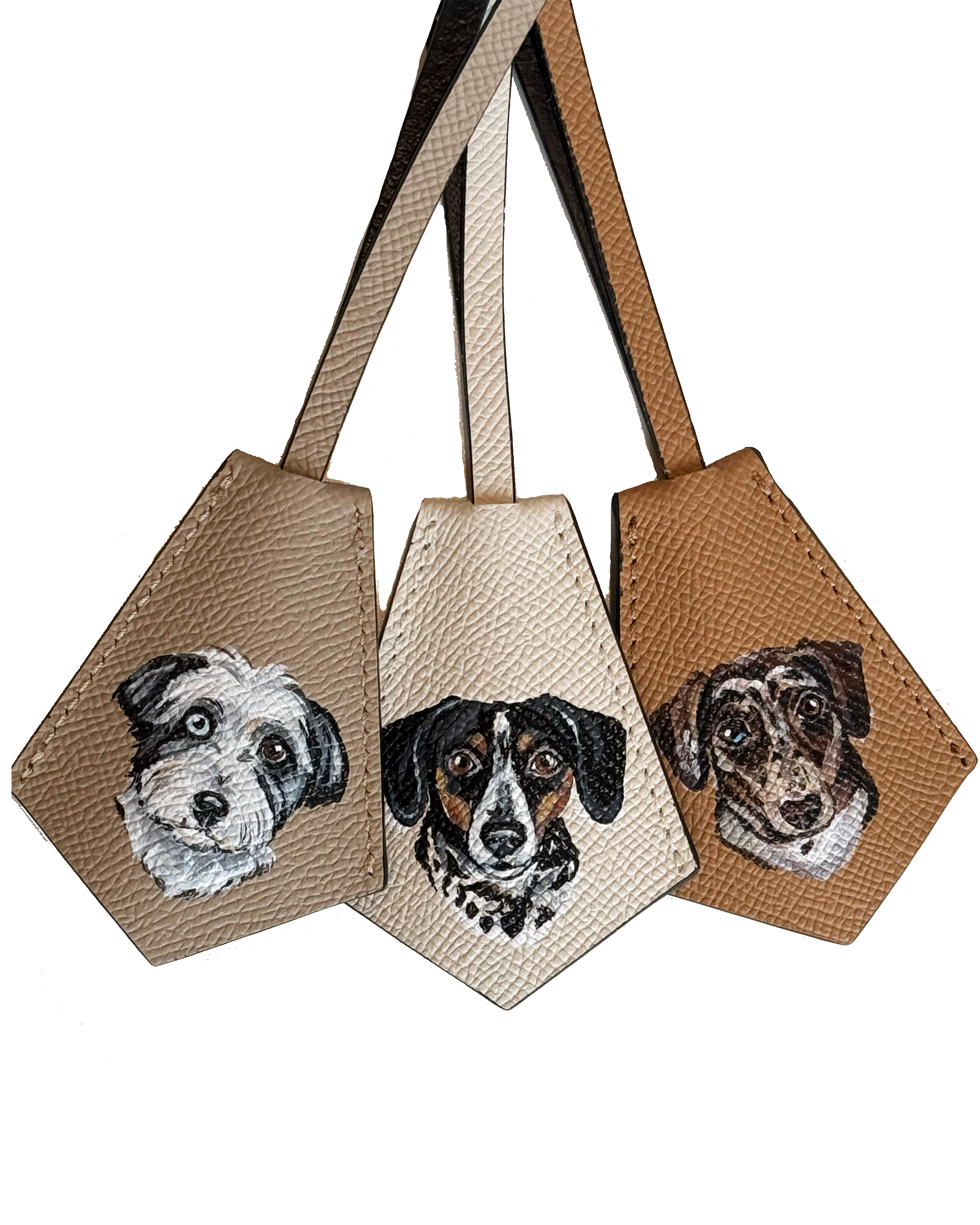 Hand-painted leather key ring with a custom pet portrait — Cou